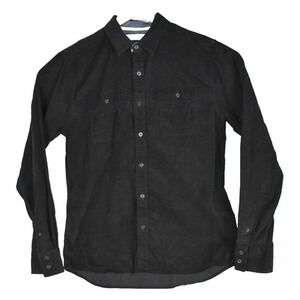 SOVEREIGN CODES Mens Long Sleeve Button Shirt Black corduroy Johnston SIZE L‎